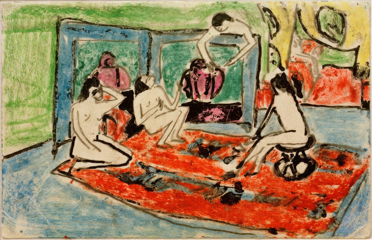 Pocztówka do Maschki Muellera z 17.02.1911 (Cztery akty kobiece w pracowni) autorstwa Ernst Ludwig Kirchner