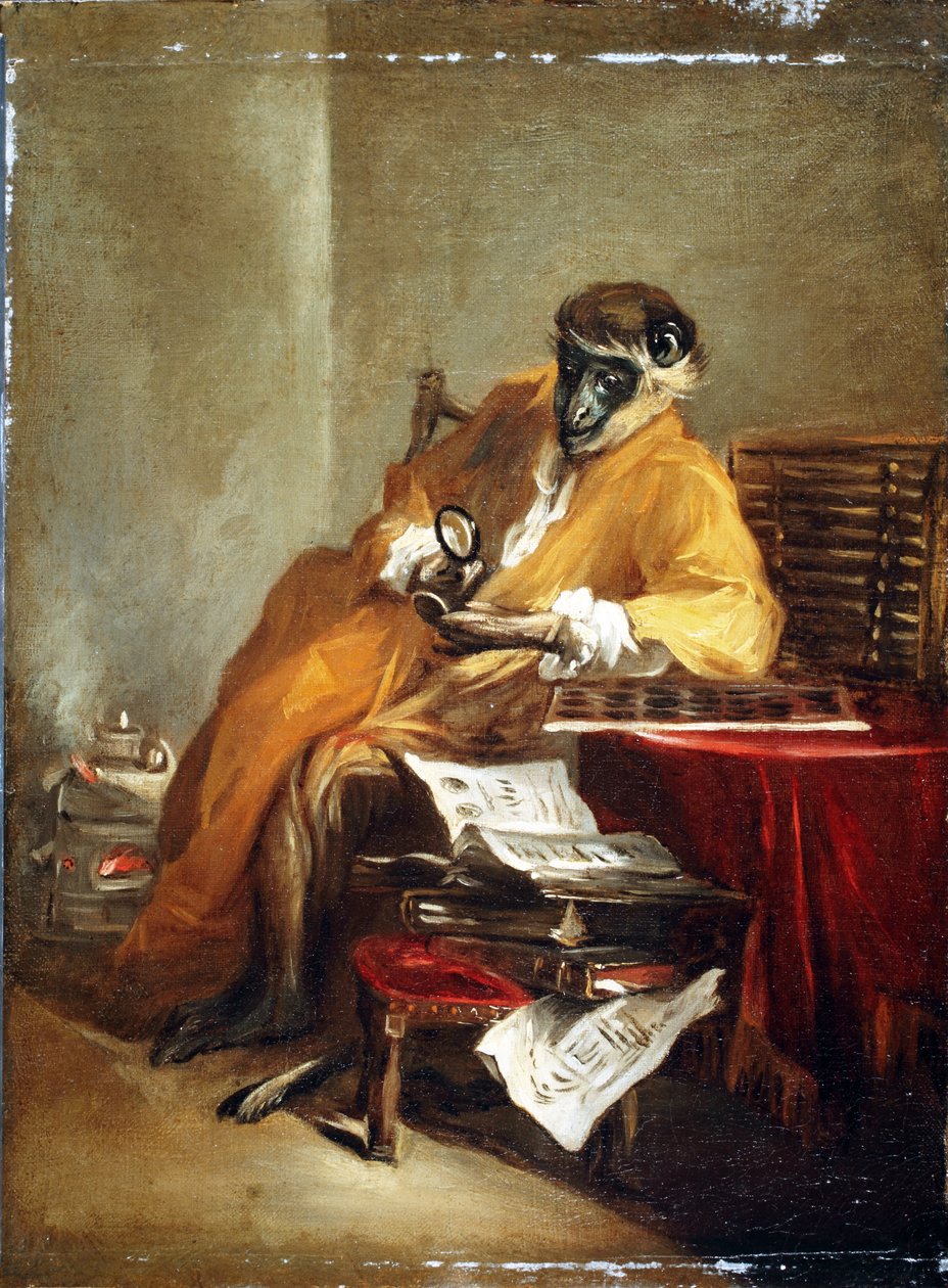Antykwariat małpiarski, po 1740 r. autorstwa Jean Baptiste Simeon Chardin