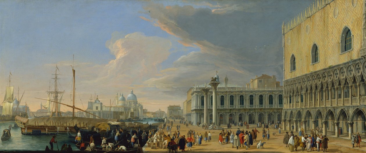 Molo, Wenecja, Patrząc na zachód, ok. 1709 autorstwa Luca Carlevaris