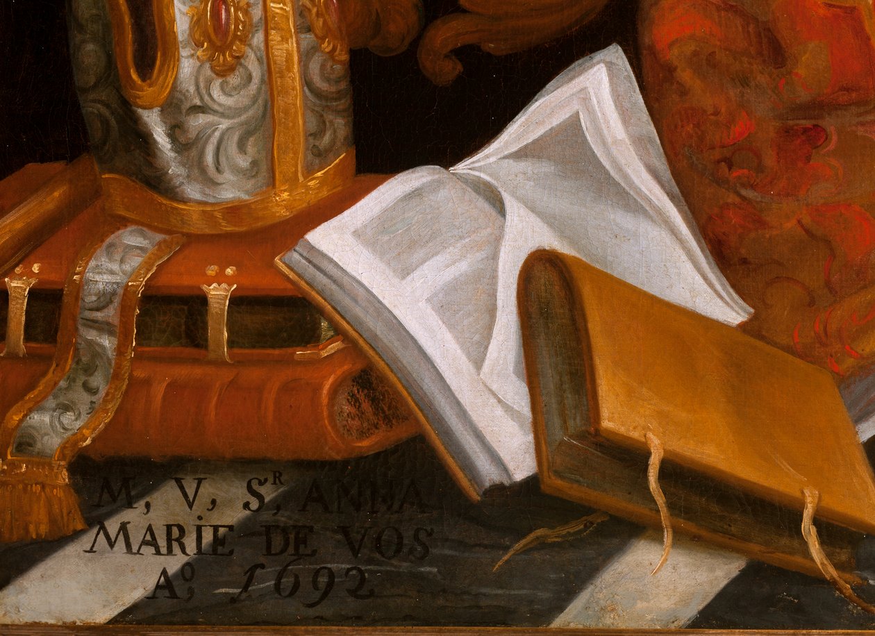 Św. Augustyn w adoracji Najświętszej Maryi Panny autorstwa School Belgian