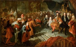 Ludwik XIV odbiera perskiego ambasadora w Galerie des Glaces w Wersalu, 19 lutego 17 autorstwa Antoine Coypel
