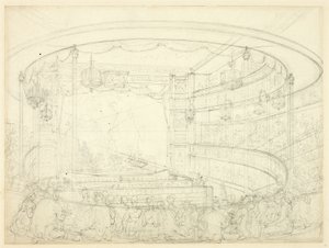 Studium dla Teatru Sadlers Wells autorstwa Augustus Charles Pugin