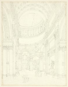 Studium dla katedry św. Pawła, z Mikrokosmosu Londynu autorstwa Augustus Charles Pugin