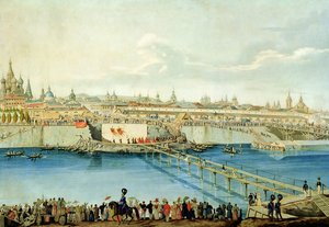 Układanie mostu Moskvoretsky w Moskwie, 1830