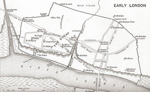 Mapa Londynu w XI wieku, z 