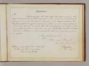 Strona z „Red Books” dla „Mogenhanger w Bedfordshire, siedziba Godfrey Thornton Esq”. autorstwa Humphry Repton