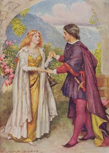 Hamlet i Ofelia z „Opowieści dziecięcych z Szekspira” Edith Nesbit (1858-1924) wyd. Raphael Tuck und Sons Ltd., Londyn (ilustracja książkowa)