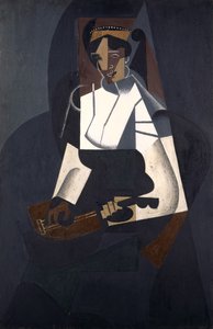 Kobieta z mandoliną, wg Corota, 1916 (olej na sklejce)