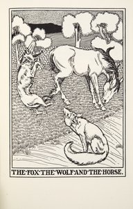 Lis, wilk i koń, z Fontaine Fables, wyd. 1905