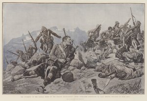 Szturm na grzbiet Dargai przez Gordon Highlanders, Piper Findlater nadal bawi się, choć ranny w obie nogi