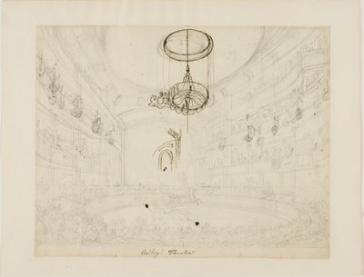 Studium teatru Astleya (recto); Studium kryształowych chadelierów w amfiteatrze Astleya (verso) autorstwa Augustus Charles Pugin