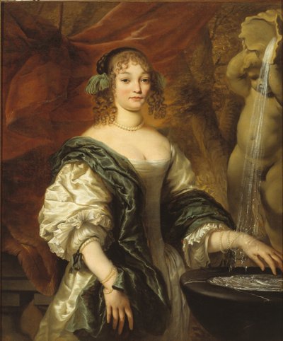 Portret młodej damy przy fontannie, II poł. XVII w. autorstwa Jan de Baen