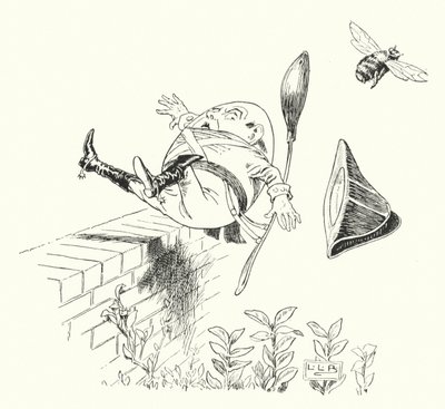Humpty Dumpty siedział na ścianie (grawerunek) autorstwa Leonard Leslie Brooke