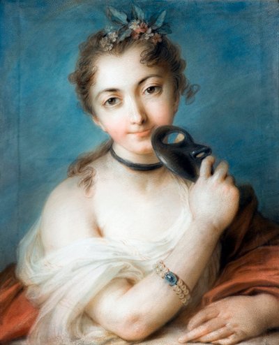 Portret damy w masce Malarstwo Rosalba Carriera (1675-1757) XVIII wiek Kolekcja prywatna autorstwa Rosalba Giovanna Carriera