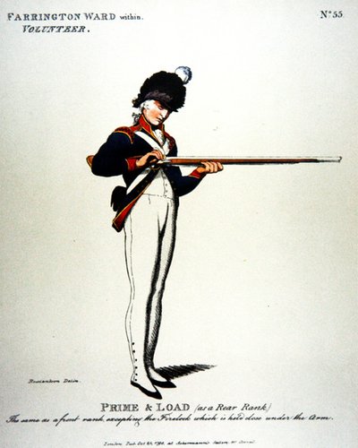 Oddział Farrington, wewnątrz, Wolontariusz autorstwa Thomas (after) Rowlandson
