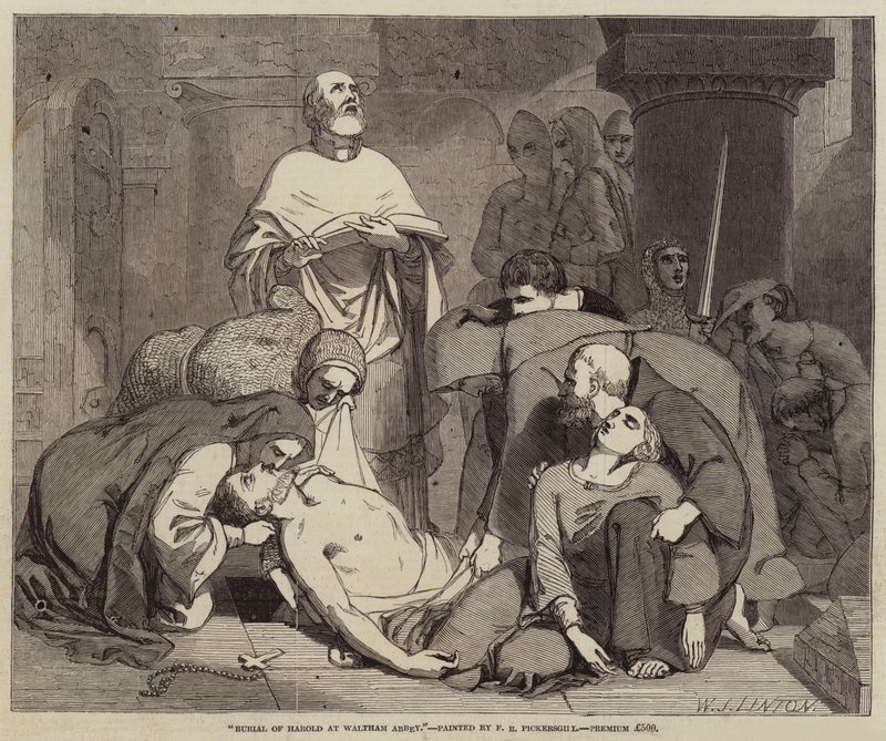 Pogrzeb Harolda w Waltham Abbey autorstwa Frederick Richard Pickersgill